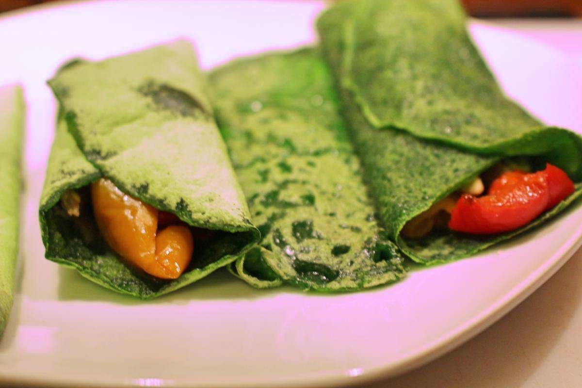 Crepes di tapioca e spinaci