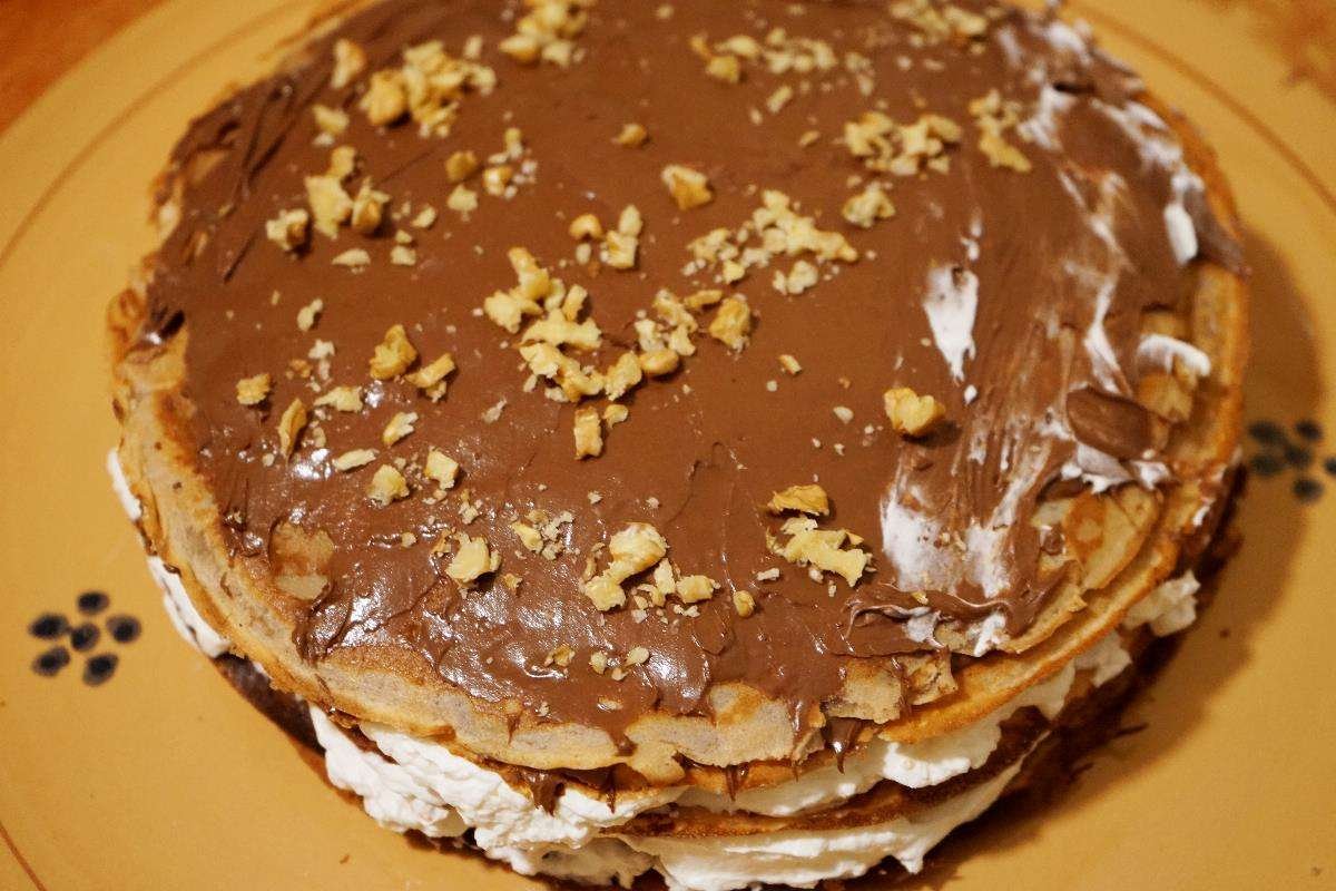 Torta crepes con farina castagne e nutella