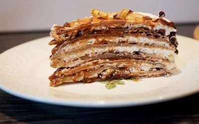 Torta crepes con farina castagne e nutella