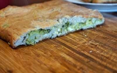 Focaccia con grano saraceno e rape