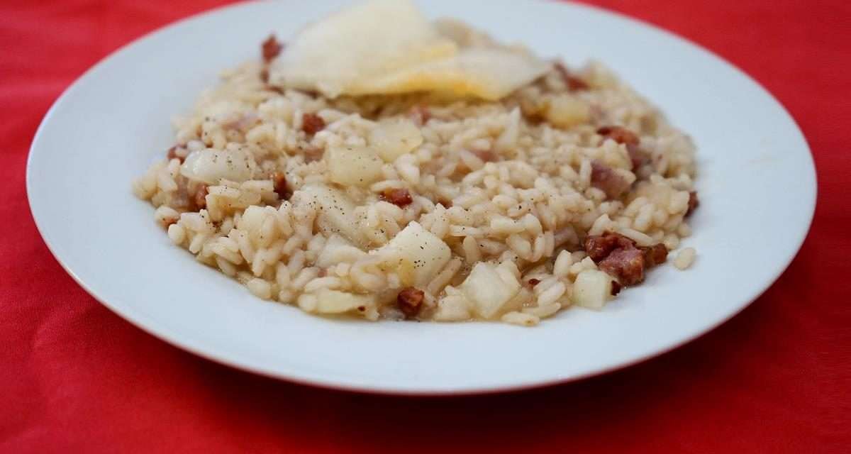 Risotto con melone e pancetta tra estate e autunno