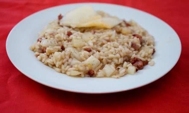 Risotto con melone e pancetta tra estate e autunno