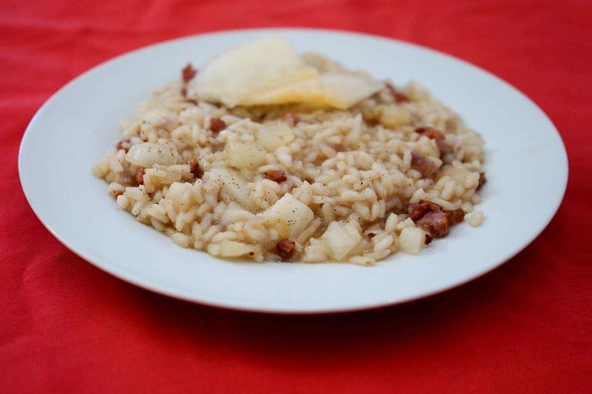 Risotto con melone e pancetta