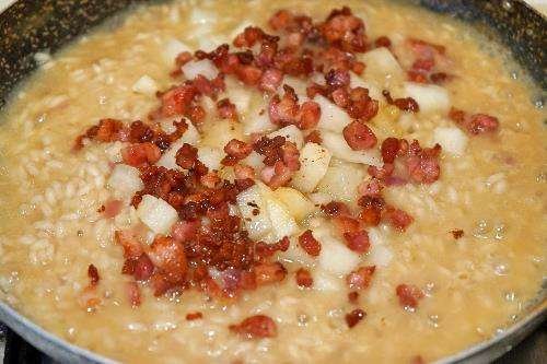 Risotto con melone e pancetta