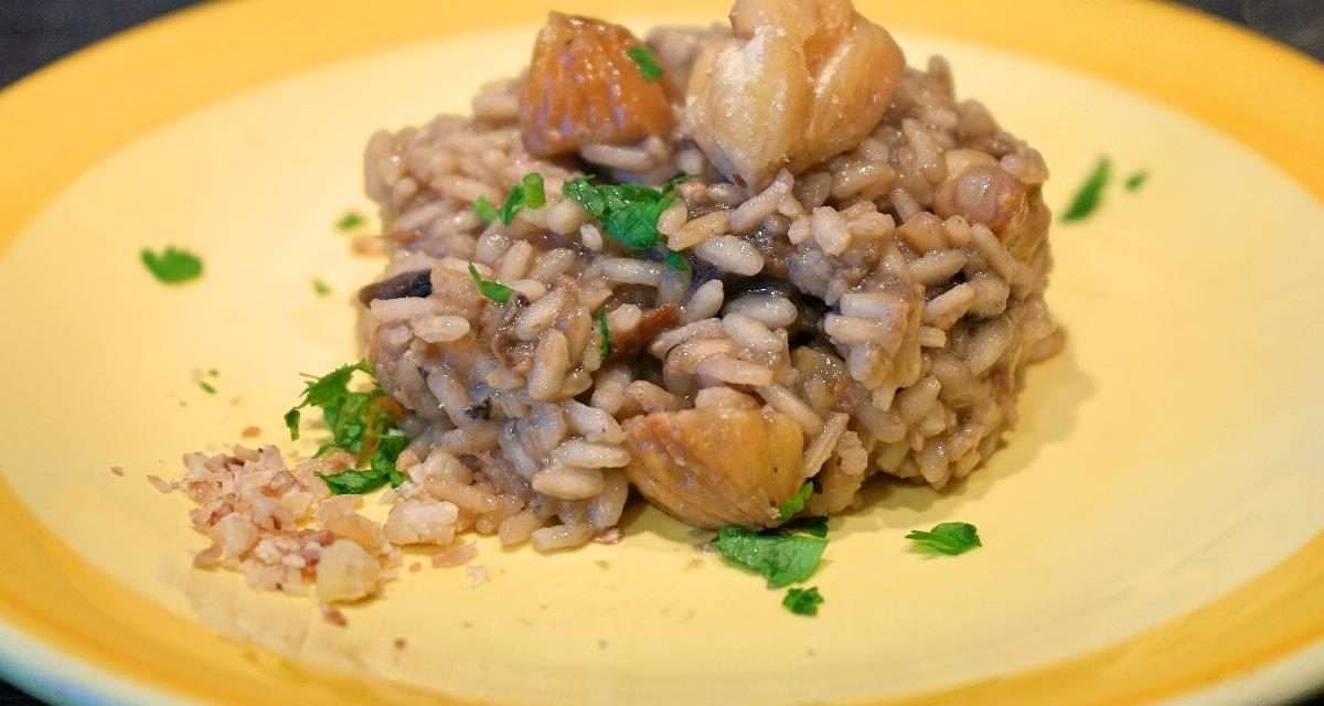 Risotto con castagne e funghi porcini secchi