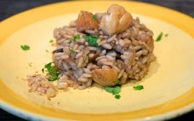 Risotto con castagne e funghi porcini secchi