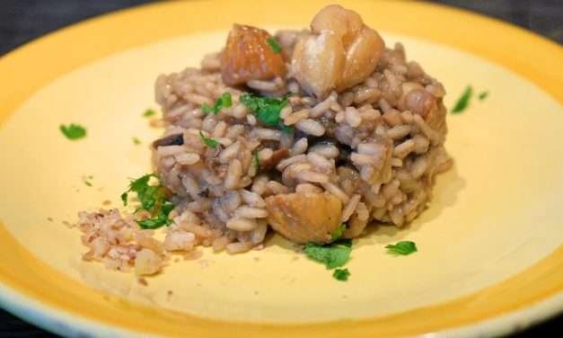 Risotto con castagne e funghi porcini secchi