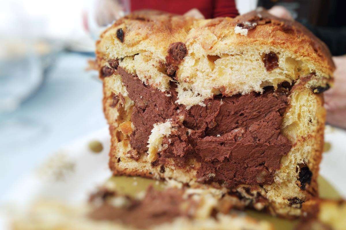 Panettone farcito con mascarpone e cioccolato