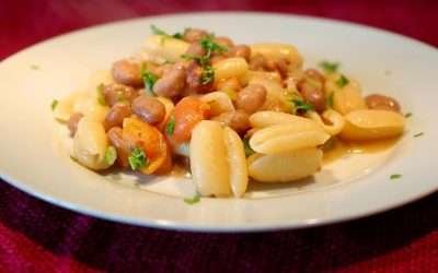 Pasta fagioli e pancetta combinazione gnocchetti sardi