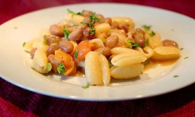 Pasta fagioli e pancetta combinazione gnocchetti sardi