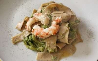 Pappardelle integrali broccoli e gamberi