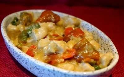 Pollo con peperoni cremoso stile orientale