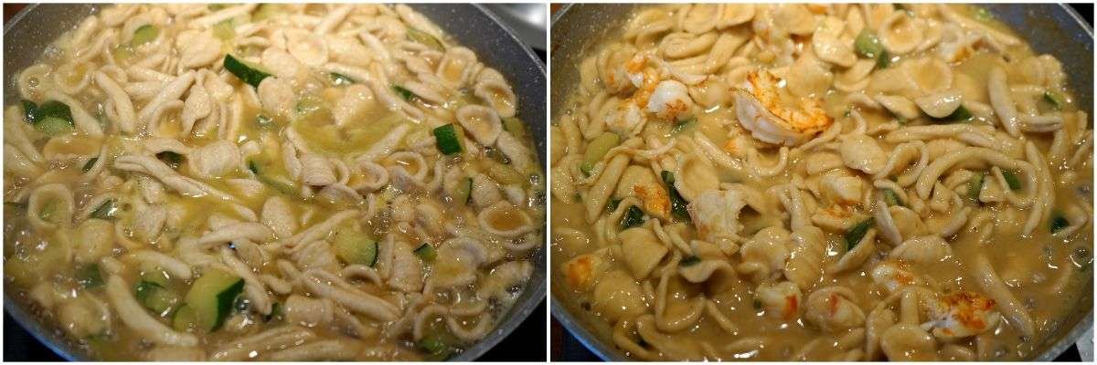 pasta fresca con gamberi e zucchine, maritati gamberi e zucchine