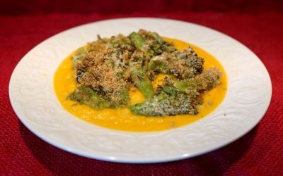 Vellutata di zucca e broccoli gratinati al forno